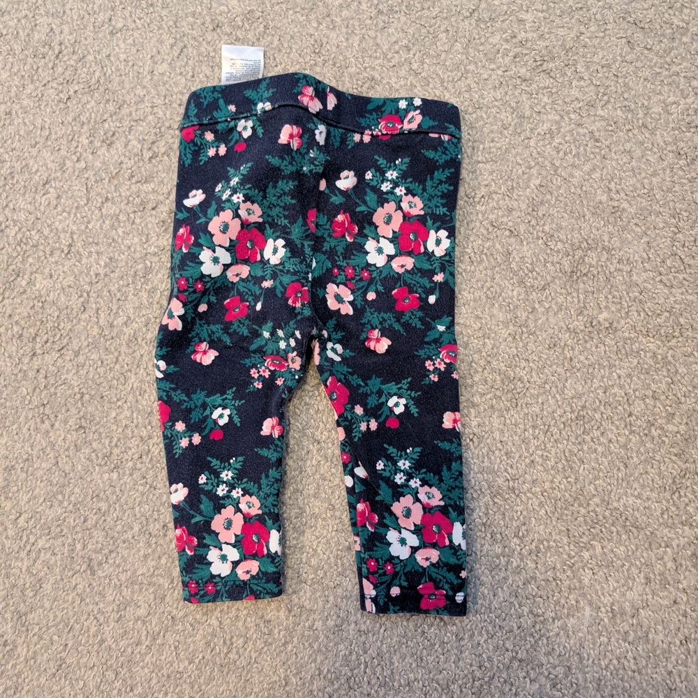 3 For $12 Janie and Jack Navy Floral Leggings - Picture 3 of 3